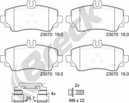 Breck 23070 10 701 20 - Kit de plaquettes de frein, frein à disque cwaw.fr