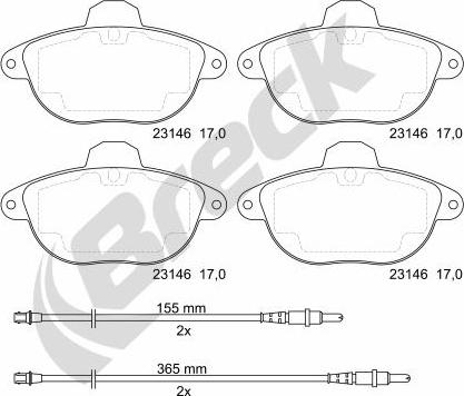 Breck 23146 00 501 10 - Kit de plaquettes de frein, frein à disque cwaw.fr