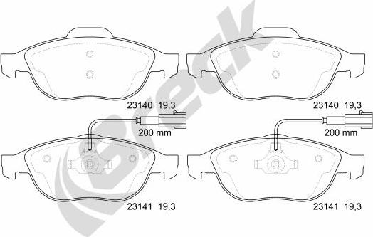 Breck 23140 00 701 10 - Kit de plaquettes de frein, frein à disque cwaw.fr