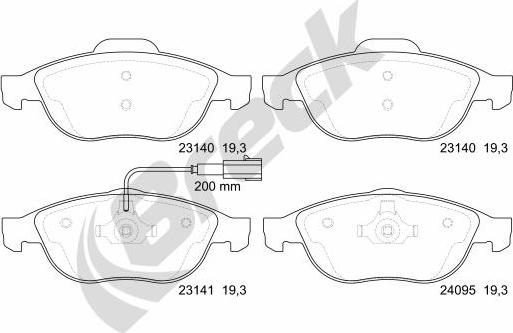 Breck 23141 00 701 10 - Kit de plaquettes de frein, frein à disque cwaw.fr