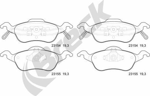 Breck 23154 00 702 00 - Kit de plaquettes de frein, frein à disque cwaw.fr