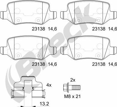 Breck 23138 00 704 00 - Kit de plaquettes de frein, frein à disque cwaw.fr