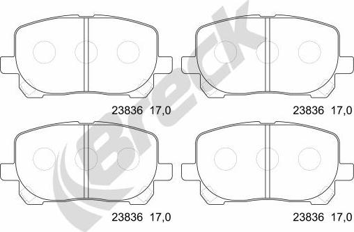 Breck 23836 00 701 00 - Kit de plaquettes de frein, frein à disque cwaw.fr