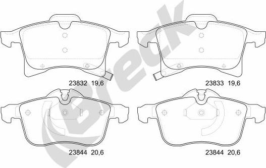 Breck 23832 00 702 10 - Kit de plaquettes de frein, frein à disque cwaw.fr