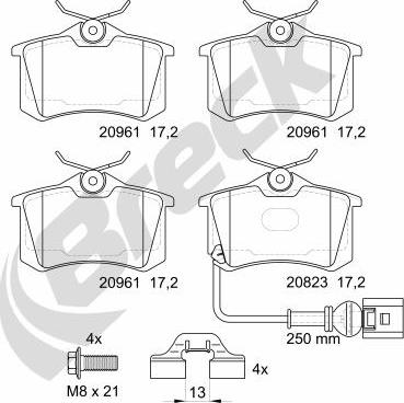 Breck 23823 10 704 10 - Kit de plaquettes de frein, frein à disque cwaw.fr