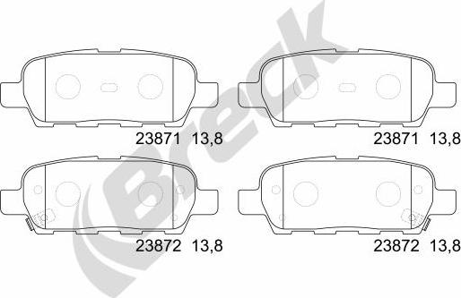 Breck 23871 00 702 10 - Kit de plaquettes de frein, frein à disque cwaw.fr