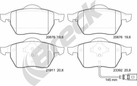 Breck 23392 00 701 10 - Kit de plaquettes de frein, frein à disque cwaw.fr