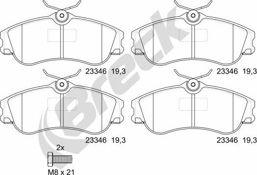 Breck 23346 00 701 00 - Kit de plaquettes de frein, frein à disque cwaw.fr