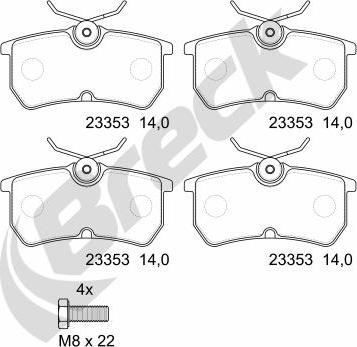 Breck 23353 00 704 00 - Kit de plaquettes de frein, frein à disque cwaw.fr