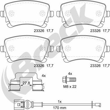 Breck 23326 00 702 10 - Kit de plaquettes de frein, frein à disque cwaw.fr