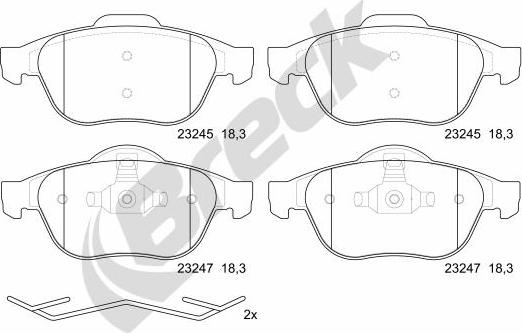 Breck 23245 00 701 00 - Kit de plaquettes de frein, frein à disque cwaw.fr