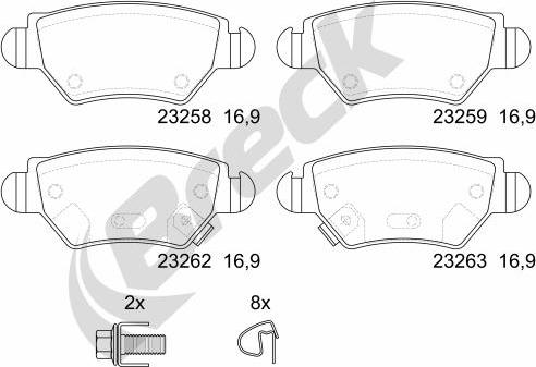 Breck 23258 00 704 10 - Kit de plaquettes de frein, frein à disque cwaw.fr