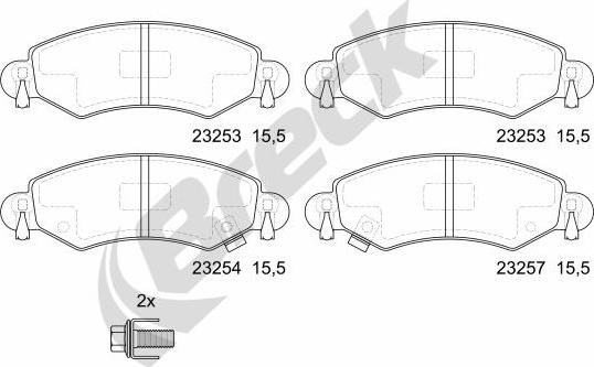 Breck 23253 00 702 10 - Kit de plaquettes de frein, frein à disque cwaw.fr