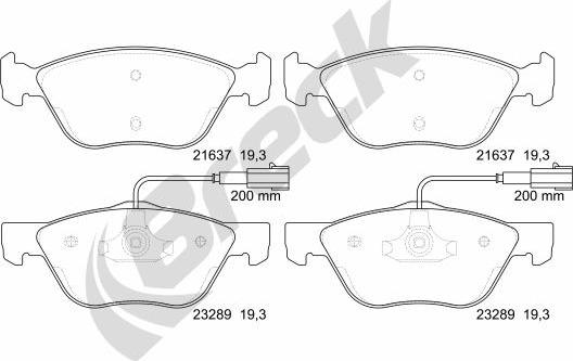 Breck 23289 00 701 10 - Kit de plaquettes de frein, frein à disque cwaw.fr