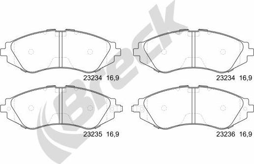 Breck 23234 00 701 10 - Kit de plaquettes de frein, frein à disque cwaw.fr