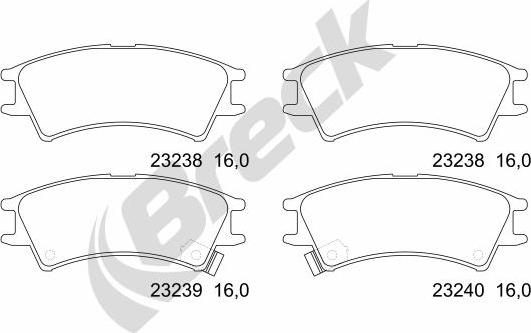 Breck 23238 00 702 10 - Kit de plaquettes de frein, frein à disque cwaw.fr