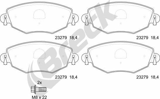 Breck 23279 00 701 10 - Kit de plaquettes de frein, frein à disque cwaw.fr