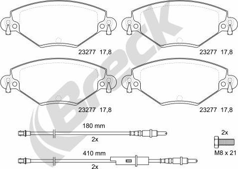 Breck 23277 00 701 10 - Kit de plaquettes de frein, frein à disque cwaw.fr