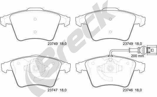 Breck 23746 00 703 10 - Kit de plaquettes de frein, frein à disque cwaw.fr