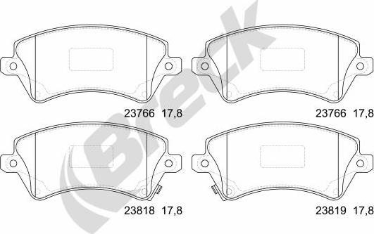 Breck 23766 00 701 10 - Kit de plaquettes de frein, frein à disque cwaw.fr