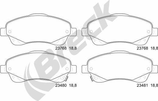 Breck 23768 00 701 10 - Kit de plaquettes de frein, frein à disque cwaw.fr