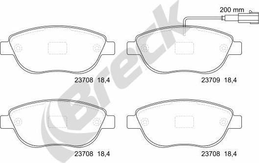 Breck 23708 00 701 10 - Kit de plaquettes de frein, frein à disque cwaw.fr