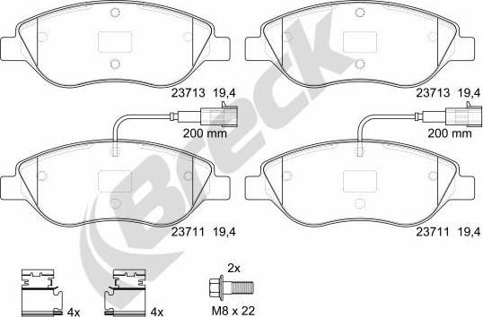 Breck 23711 00 701 00 - Kit de plaquettes de frein, frein à disque cwaw.fr