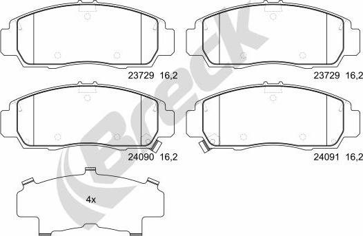 Breck 23729 00 701 00 - Kit de plaquettes de frein, frein à disque cwaw.fr