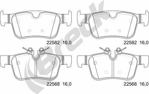 Breck 22568 00 554 00 - Kit de plaquettes de frein, frein à disque cwaw.fr