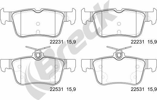 Breck 22531 00 702 00 - Kit de plaquettes de frein, frein à disque cwaw.fr