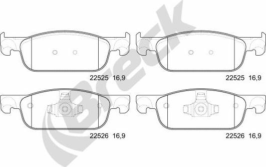 Breck 22525 00 702 00 - Kit de plaquettes de frein, frein à disque cwaw.fr