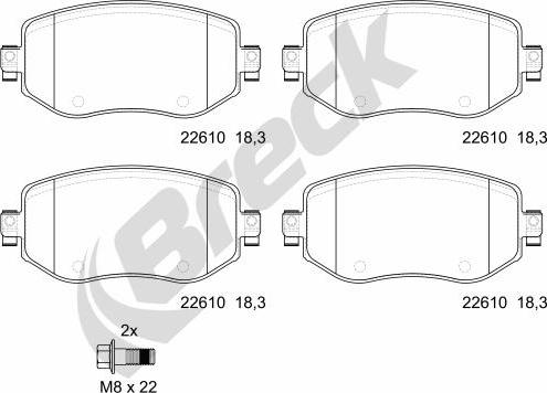 Breck 22610 00 701 00 - Kit de plaquettes de frein, frein à disque cwaw.fr