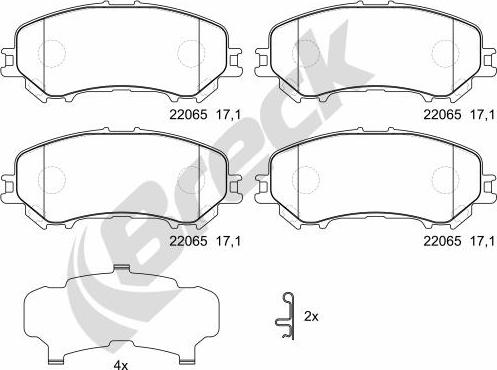 Breck 22065 00 701 00 - Kit de plaquettes de frein, frein à disque cwaw.fr