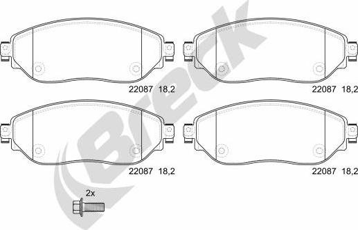 Breck 22087 00 703 00 - Kit de plaquettes de frein, frein à disque cwaw.fr