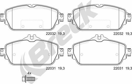 Breck 22031 00 701 10 - Kit de plaquettes de frein, frein à disque cwaw.fr