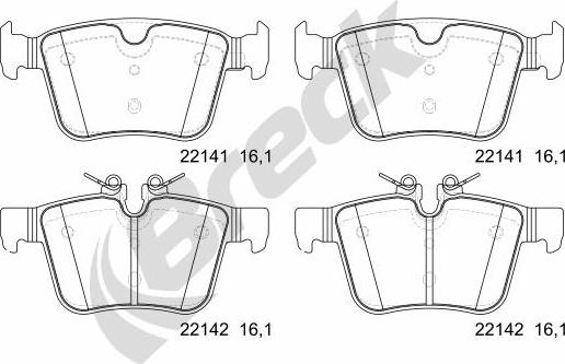 Breck 22141 00 554 00 - Kit de plaquettes de frein, frein à disque cwaw.fr