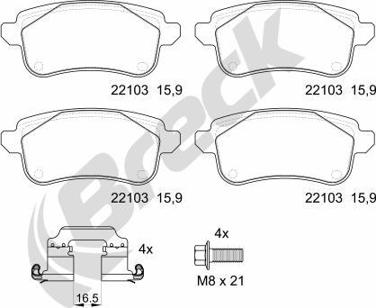 Breck 22103 00 704 00 - Kit de plaquettes de frein, frein à disque cwaw.fr