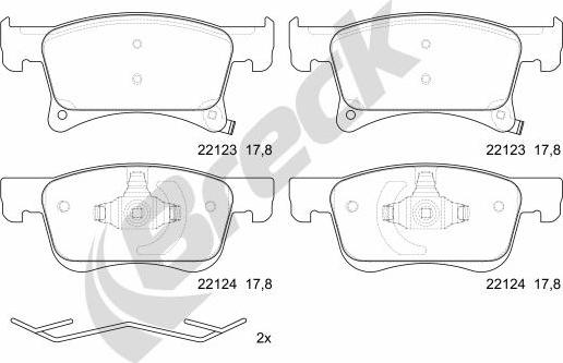 Breck 22123 00 702 00 - Kit de plaquettes de frein, frein à disque cwaw.fr