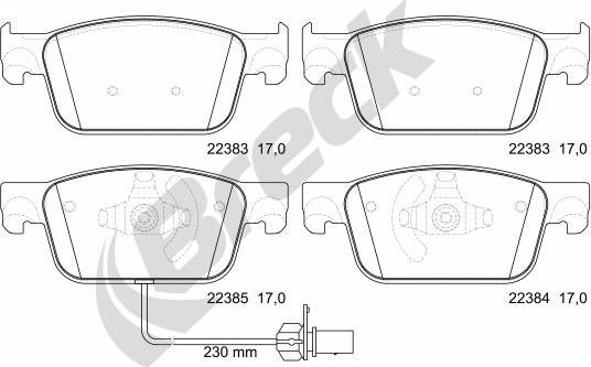 Breck 22383 00 551 00 - Kit de plaquettes de frein, frein à disque cwaw.fr