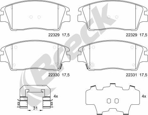 Breck 22329 00 701 00 - Kit de plaquettes de frein, frein à disque cwaw.fr