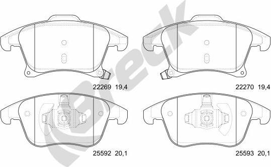 Breck 22269 00 701 00 - Kit de plaquettes de frein, frein à disque cwaw.fr