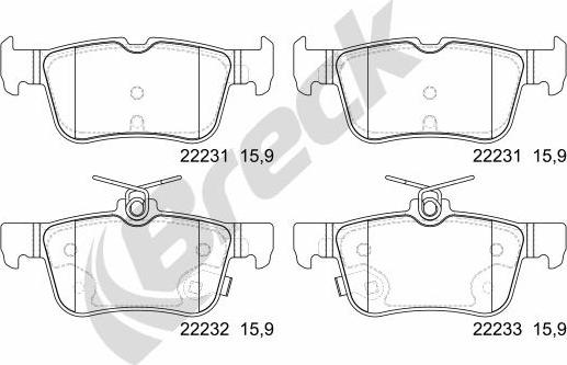 Breck 22231 00 702 00 - Kit de plaquettes de frein, frein à disque cwaw.fr