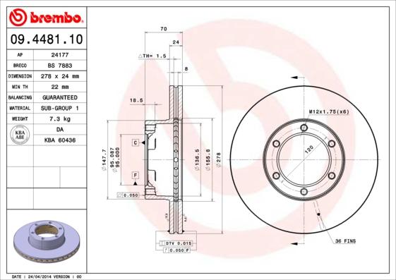 Breco BS 7883 - Disque de frein cwaw.fr