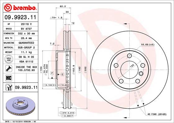 Brembo 09.9923.11 - Disque de frein cwaw.fr