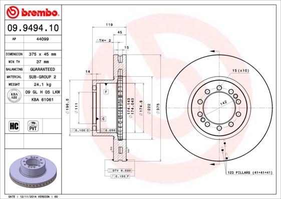 Brembo 09.9494.10 - Disque de frein cwaw.fr