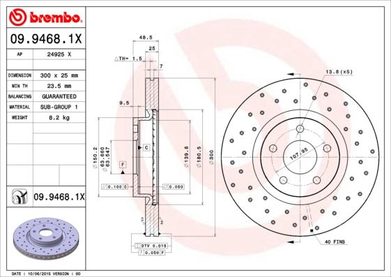 Brembo 09.9468.1X - Disque de frein cwaw.fr