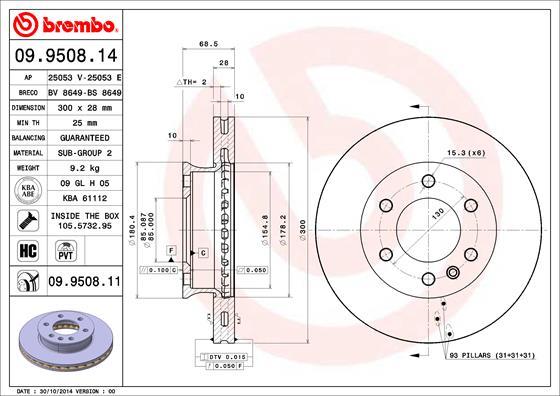 Brembo 09.9508.14 - Disque de frein cwaw.fr