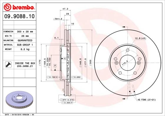 Brembo 09.9088.10 - Disque de frein cwaw.fr