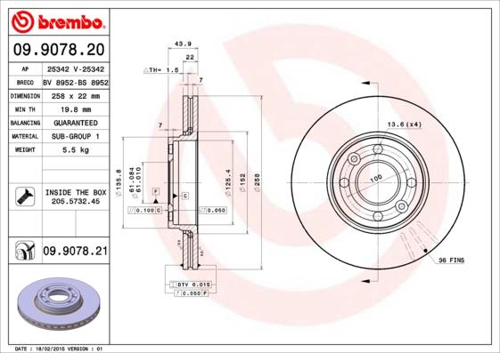 Brembo 09.9078.20 - Disque de frein cwaw.fr