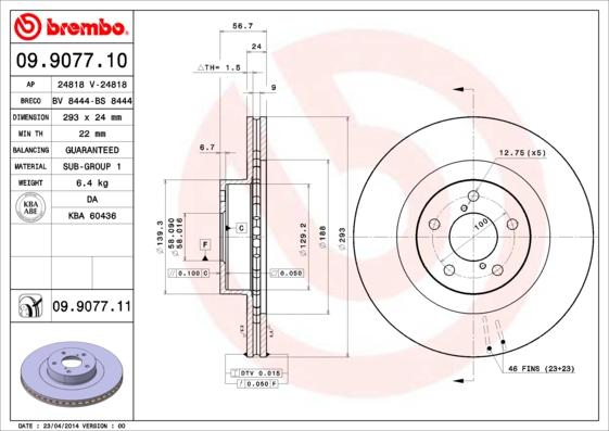 Brembo 09.9077.10 - Disque de frein cwaw.fr